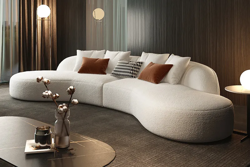Cream White Curved/Moon sofa