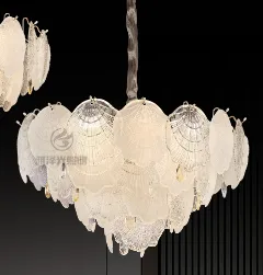 Murano Frosted Glass Leaves Chandelier