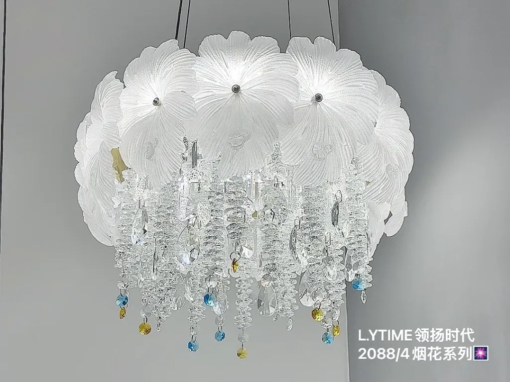 Glass Lotus Flower Crystal Chandelier