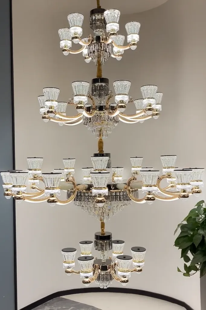 Multi-tiered Crystal Glass Chandelier Light