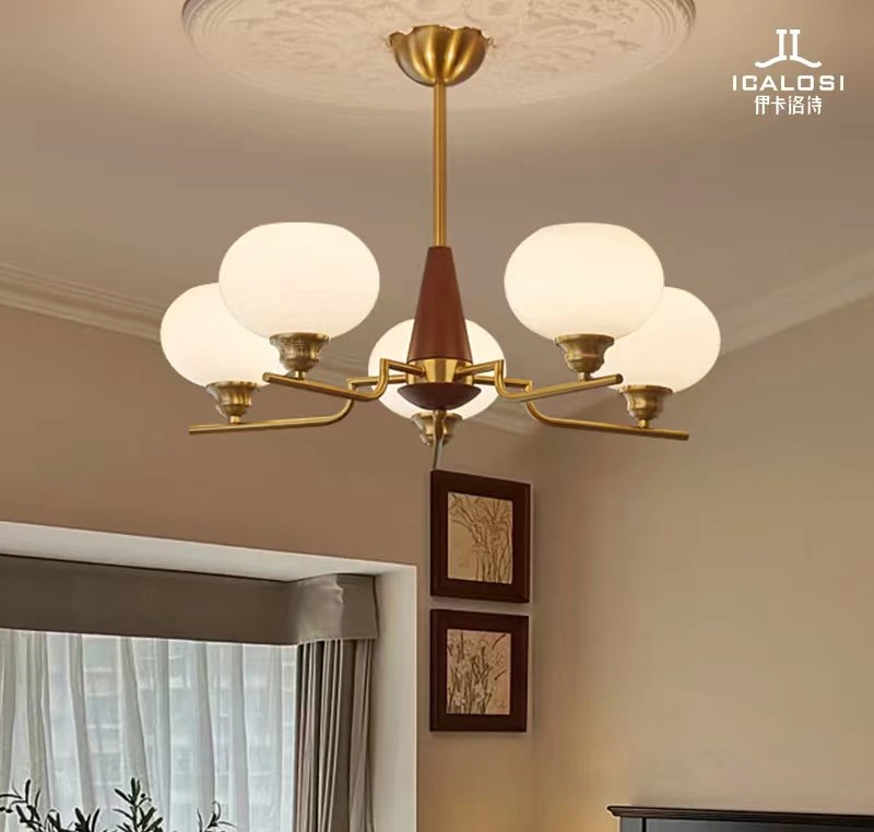 Celeste Sphere Walnut Chandelier