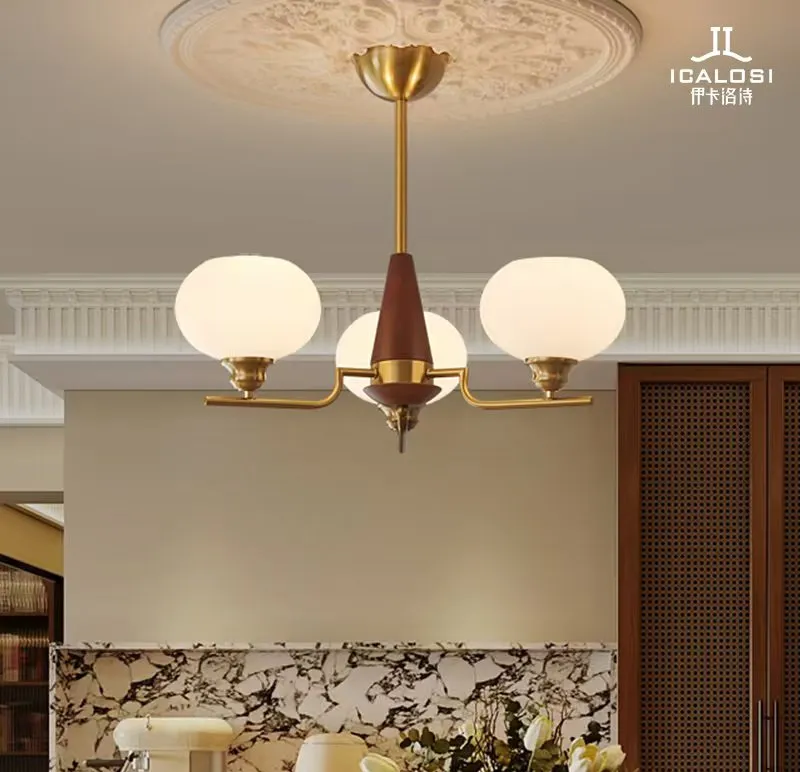 Celeste Sphere Walnut Chandelier