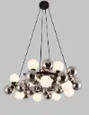 Elegant Modern Chandelier Featuring Chrome & White Glass Globes