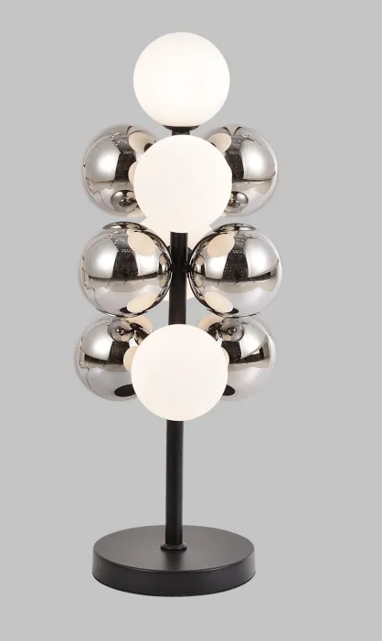 Blair Smoke Glass Ball and Black Metal Table Lamp