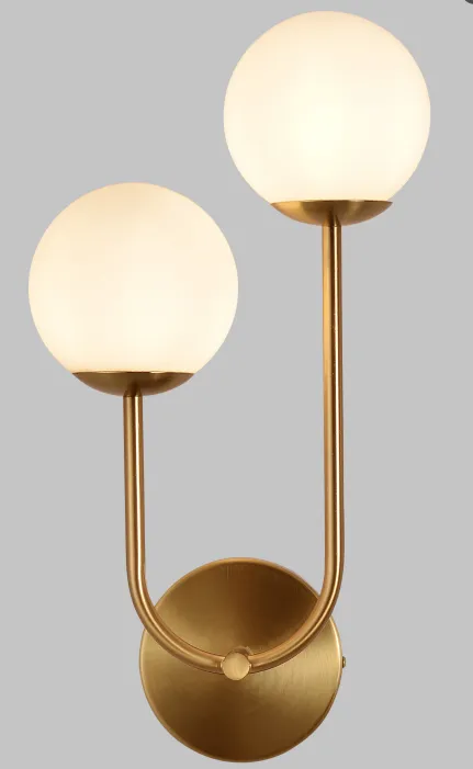 U-shaped Globe Wall Light in a Gold/Copper finish