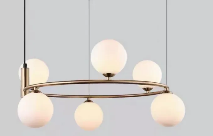 Ring Pendant Light with Opal Glass Shades