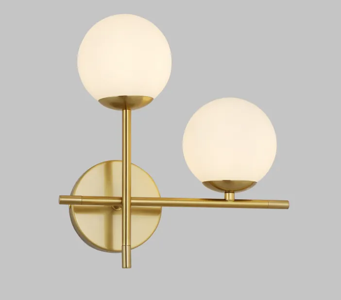 Modern Brass Gold and White Glass Globe